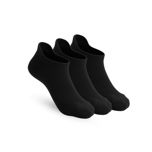 3-Pack Padded Extra-Stretch Ankle Socks - Black