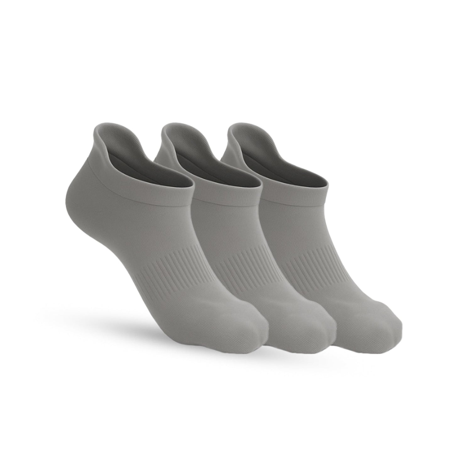 3-Pack Padded Extra-Stretch Ankle Socks - Grey