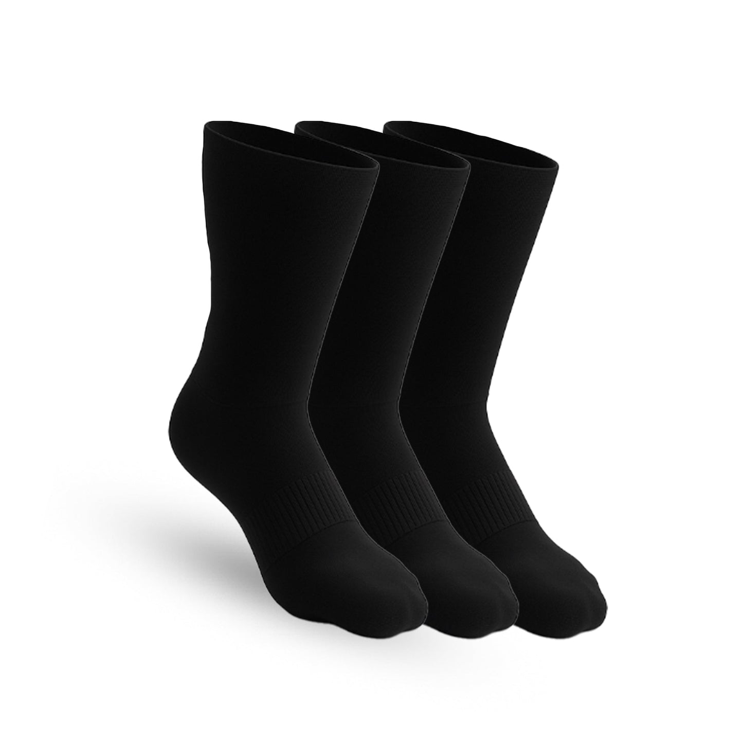 3-Pack Padded Extra-Stretch Crew Socks - Black