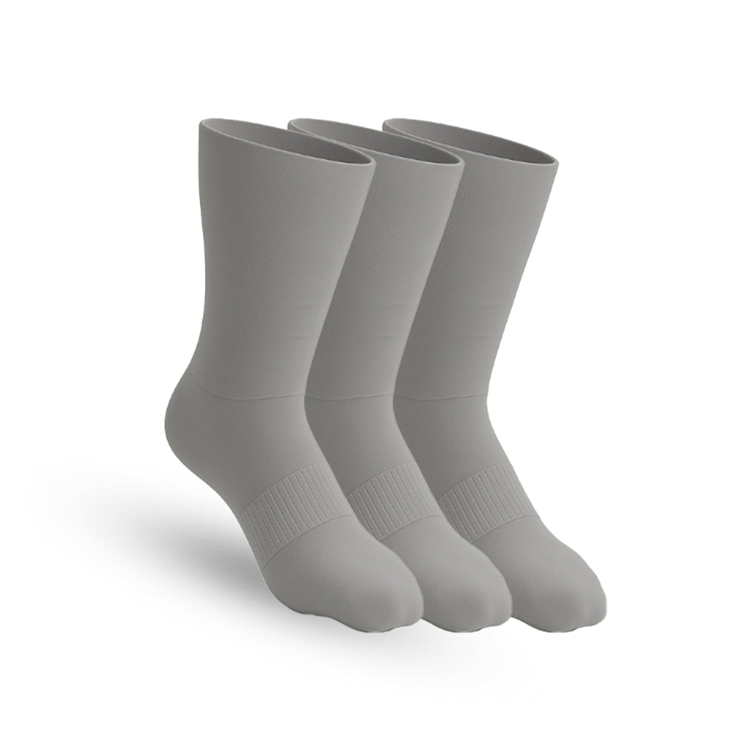 3-Pack Padded Extra-Stretch Crew Socks - Grey