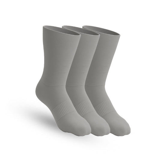 3-Pack Padded Extra-Stretch Crew Socks - Grey