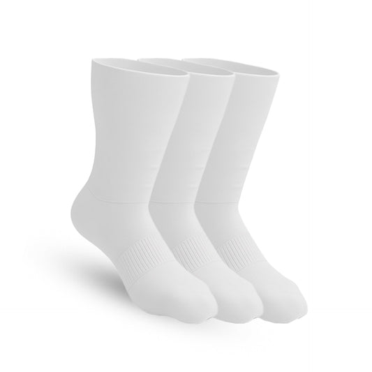 3-Pack Padded Extra-Stretch Crew Socks - White