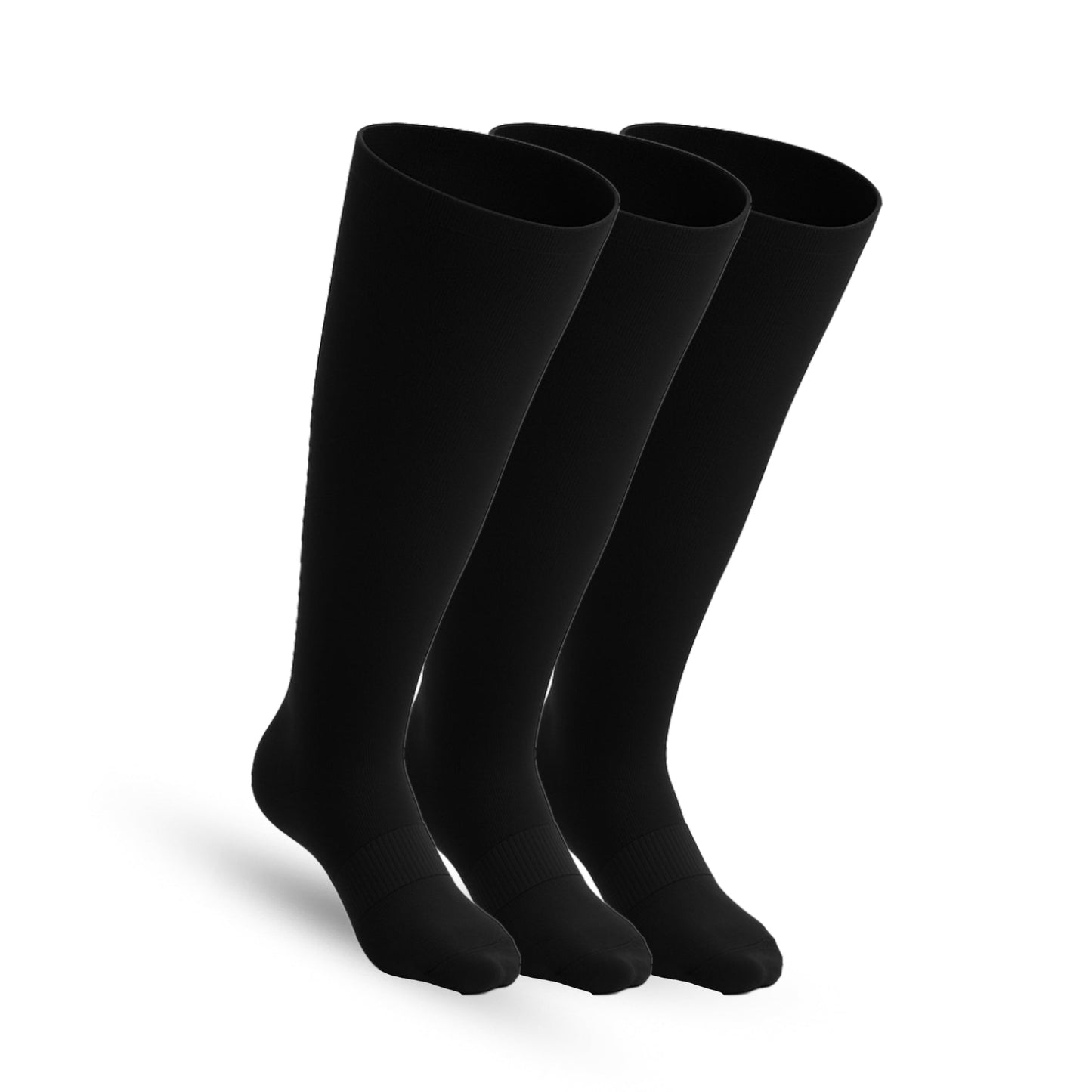 3-Pack Padded Extra-Stretch Knee Socks - Black