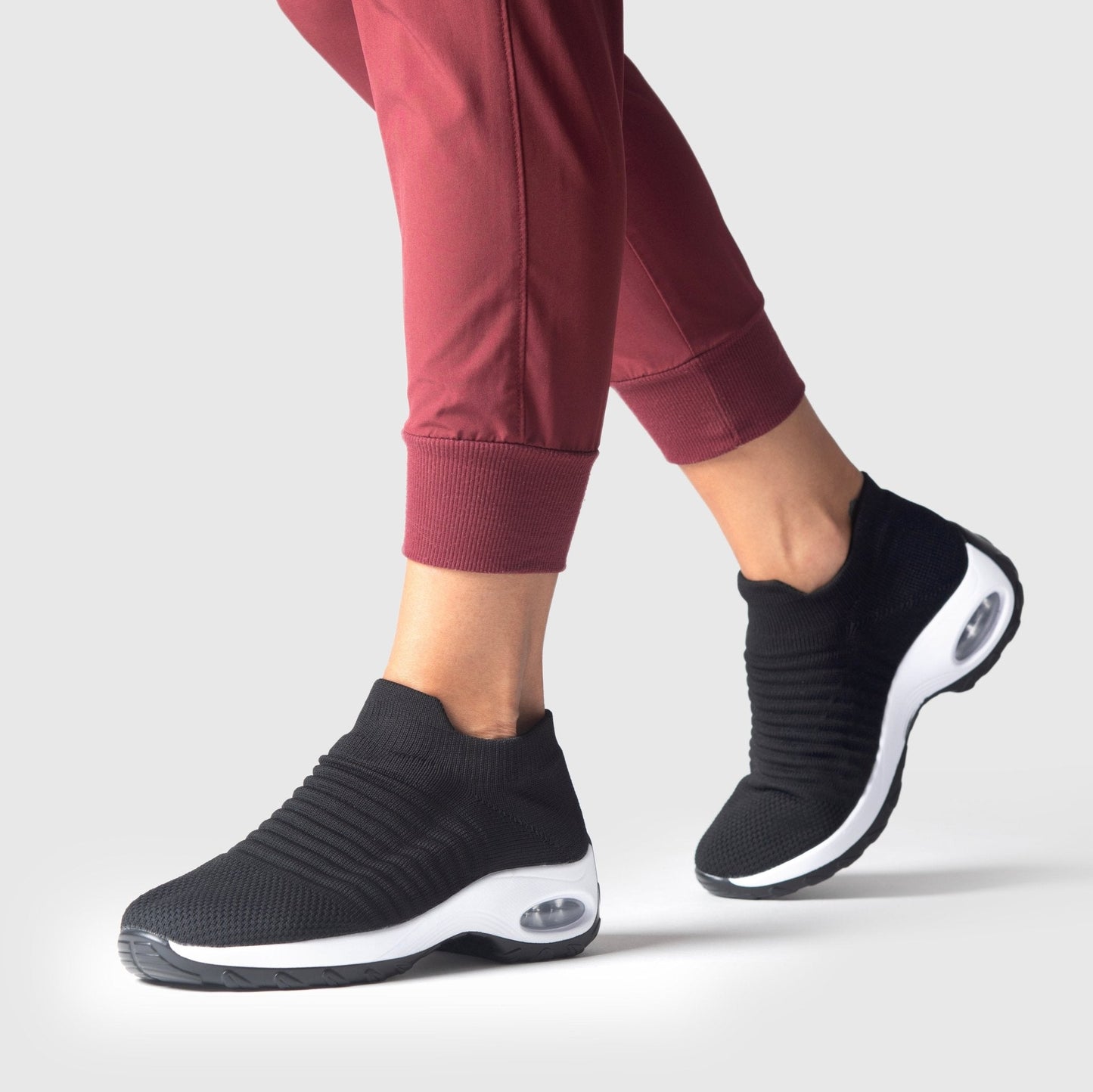 Breathable No-Tie Stretch Shoes - Black White