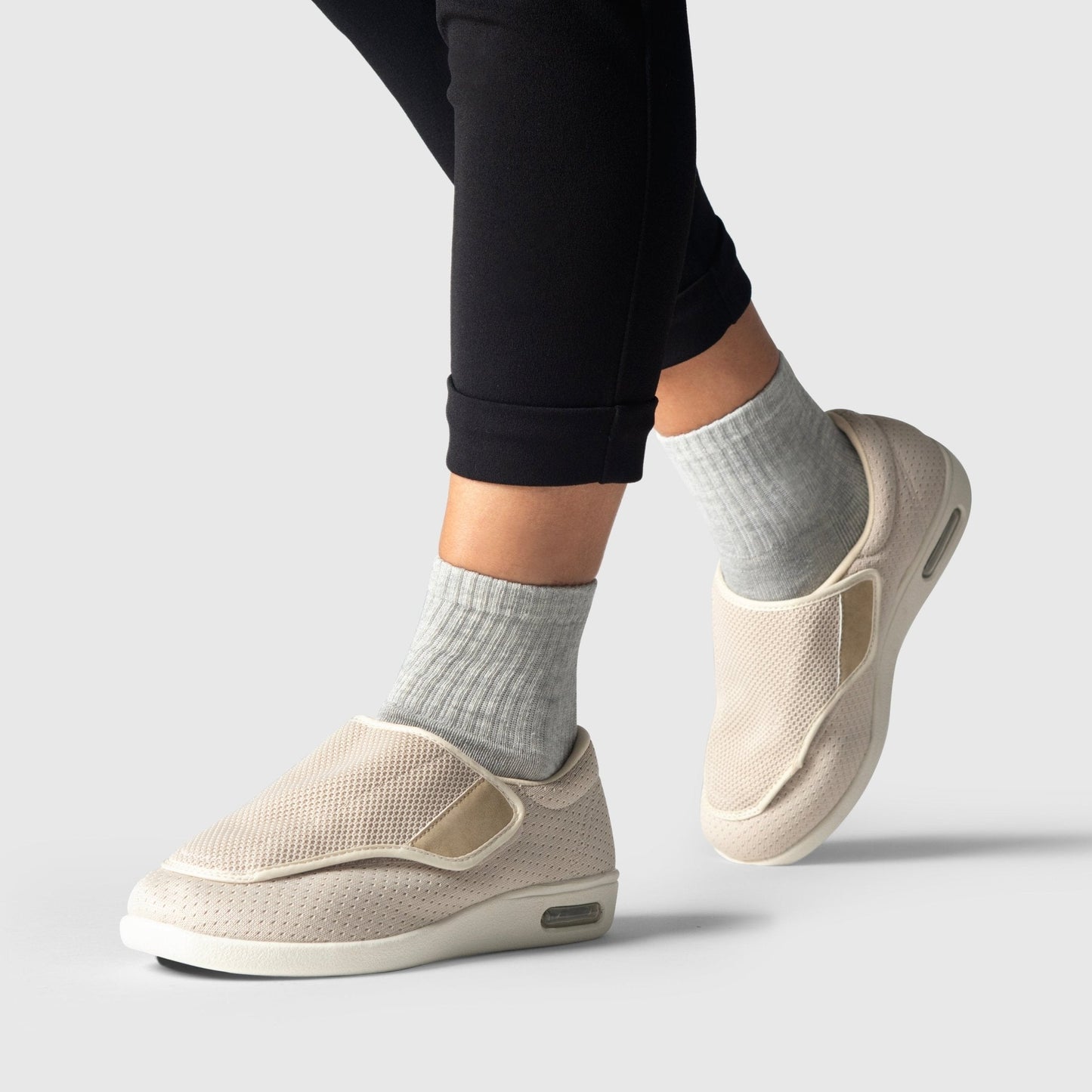 Chloe Stretch No-Tie Wide Shoes w/ Adjustable Closure