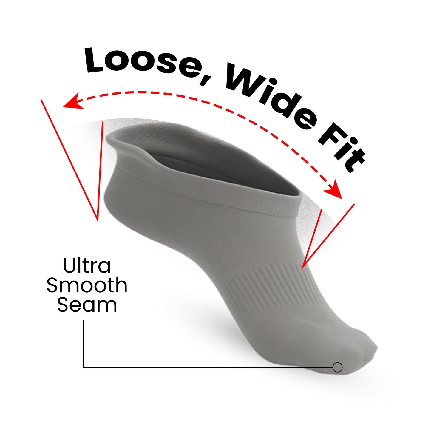 Padded Extra-Stretch Ankle Socks - Grey