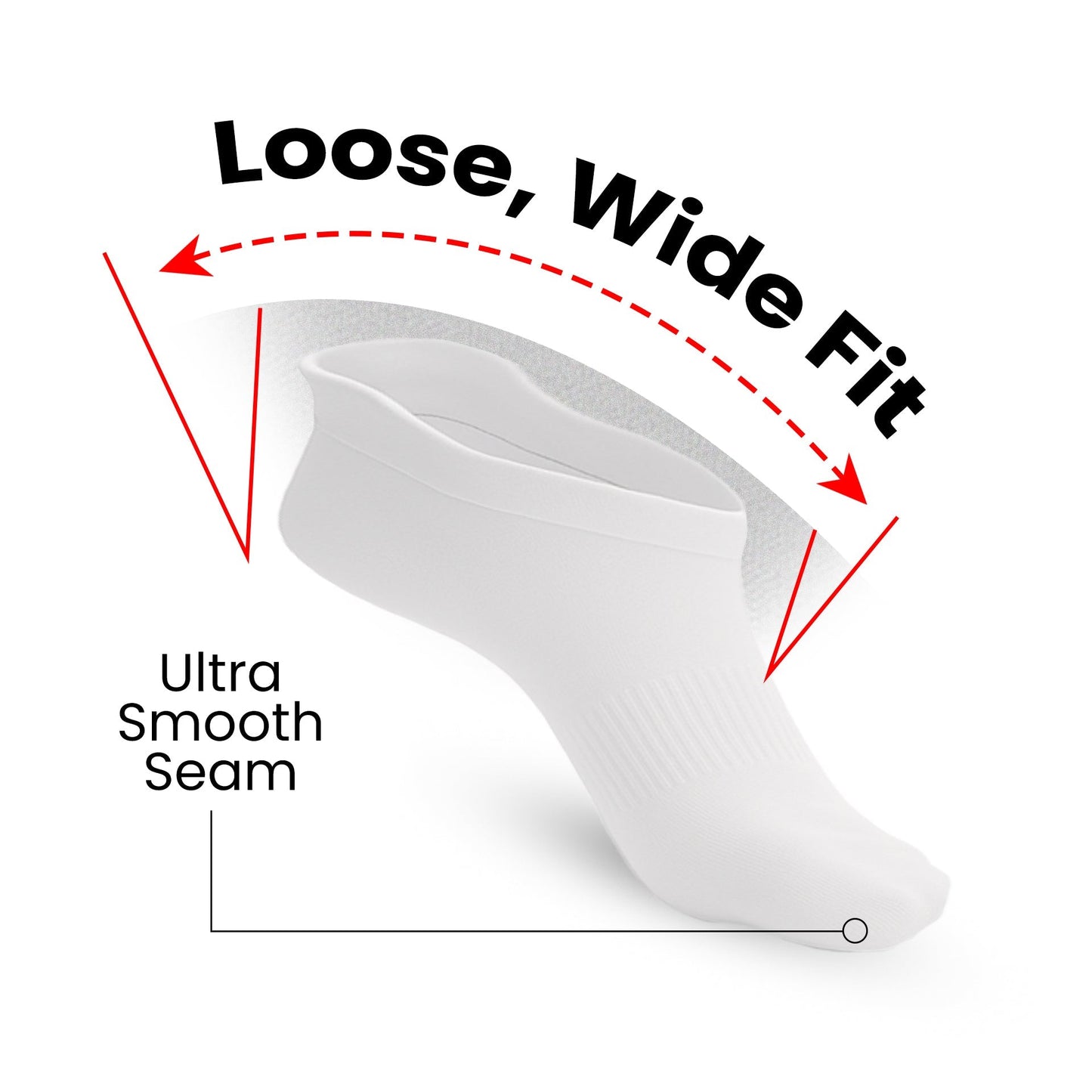 3-Pack Padded Extra-Stretch Ankle Socks - White