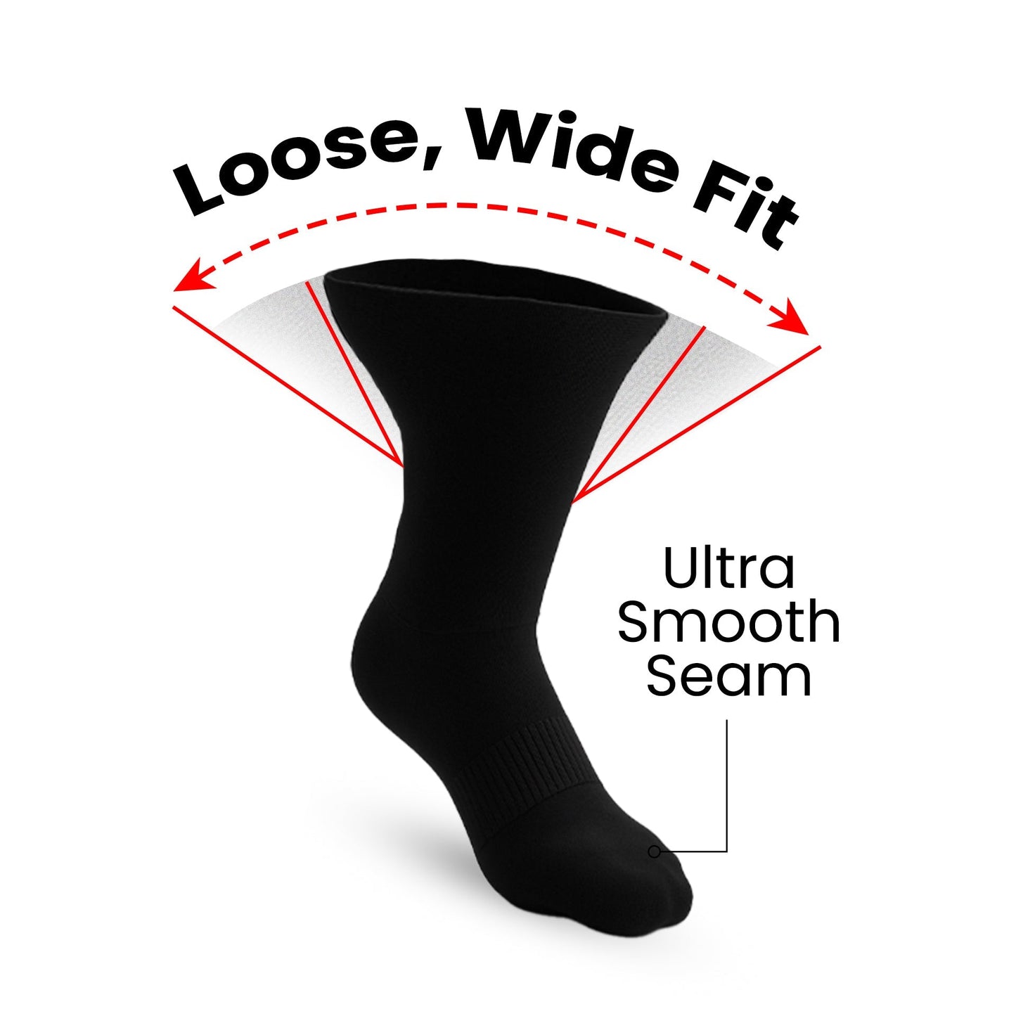 Padded Extra-Stretch Crew Socks - Black