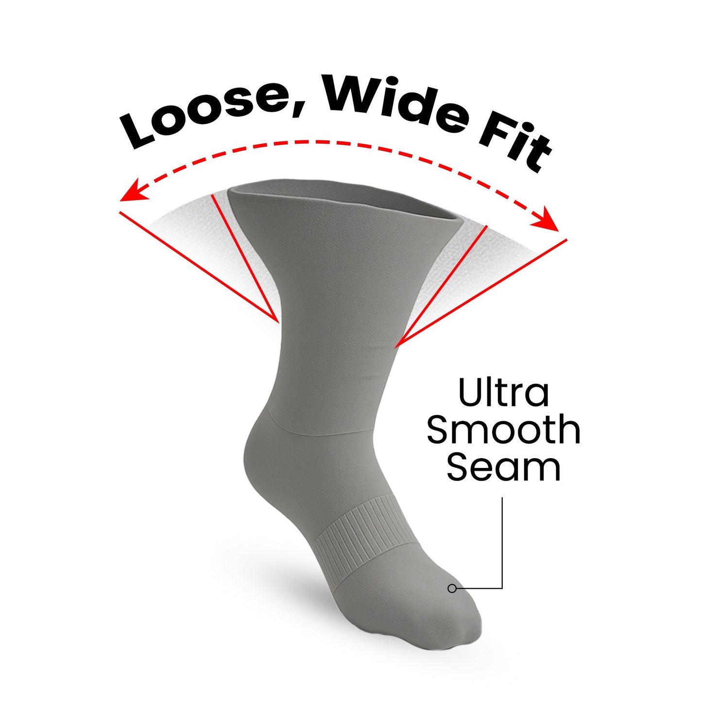 Padded Extra-Stretch Crew Socks - Grey