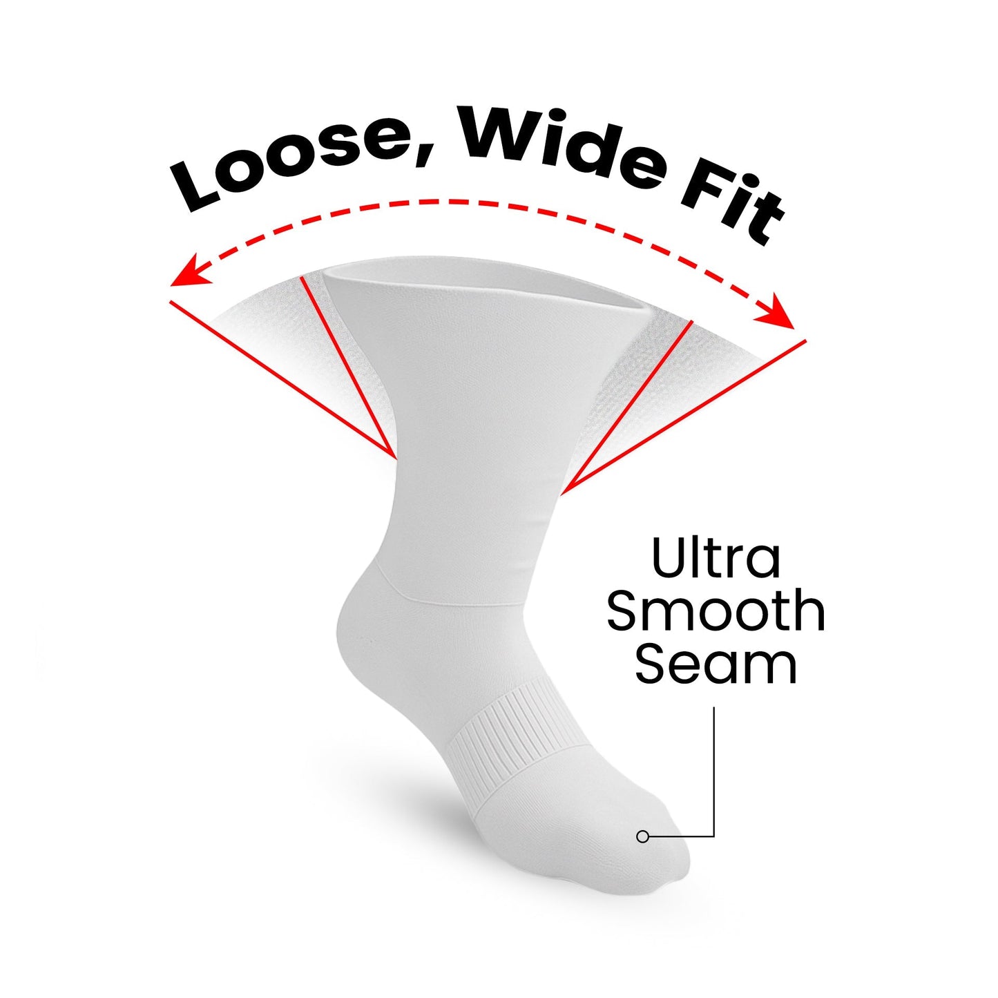 3-Pack Padded Extra-Stretch Crew Socks - White