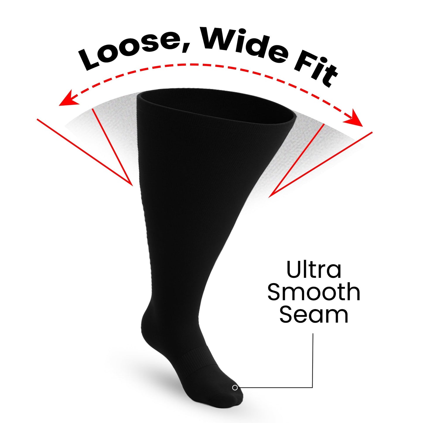 3-Pack Padded Extra-Stretch Knee Socks - Black